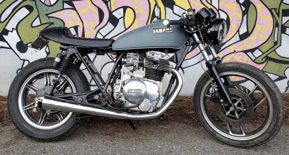 Custom-built Yamaha cafe racer motorcycle