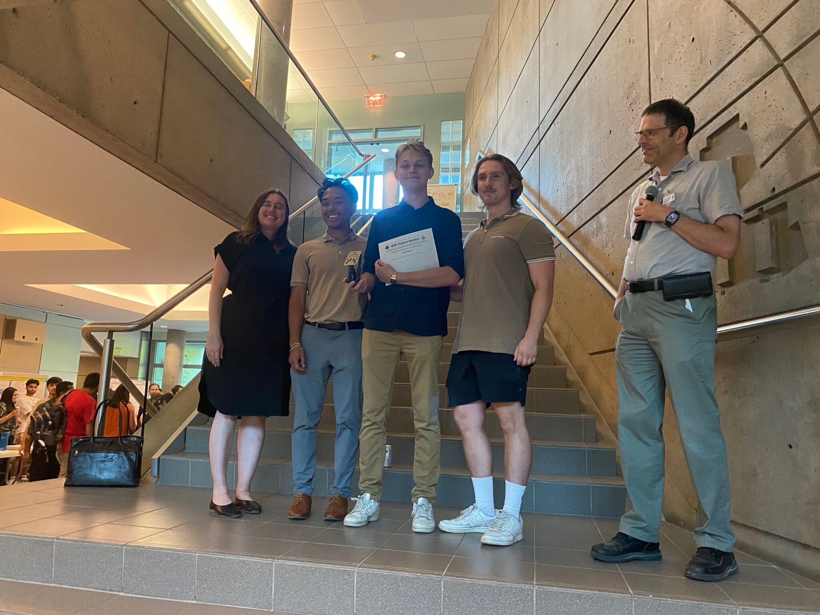 The AutoNav team receiving the IEEE Victoria Section first place award