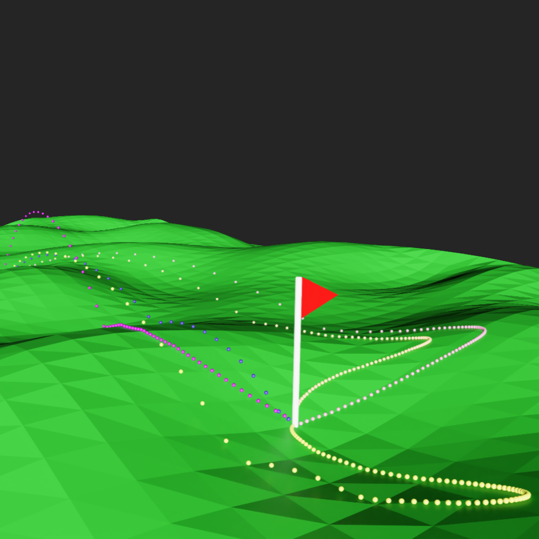 Procedurally generated Isaac Lab golf green used for putt optimization