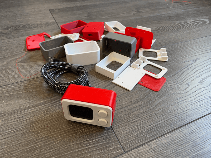 3D printed enclosure prototypes for a display project